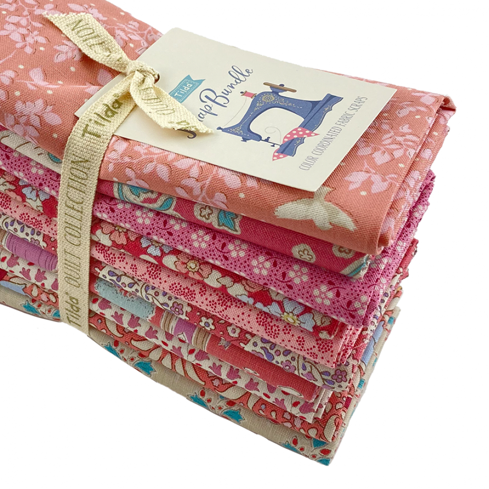 Baumwollstoff Tilda Fat Quarter  "Scrap Bundle" red / pink / peach